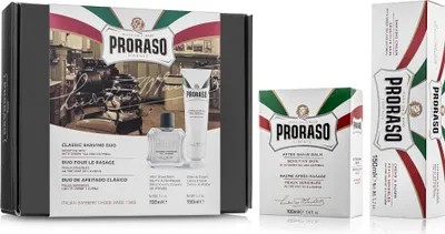 Immagine prodotto di PRORASO Classic Shaving Duo Pack Balsamo dopobarba per pelli sensibili + Crema da barba, linea bianca