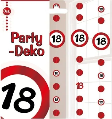 Produktbild von Party-Deko "18" z.Hg., 3-tlg.zum 18. Geburtstag zur Dekoration f. die Feier