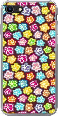 Produktbild von MuchoWow® Handyhülle Schutzhülle Hülle für Telefoonhoesje iPhone SE 2020 Mädchen - Blume - Schnittmuster - Mädchen - Kinder - Kinder Silikon Softcase Handy Hülle - Kartenbesitzer