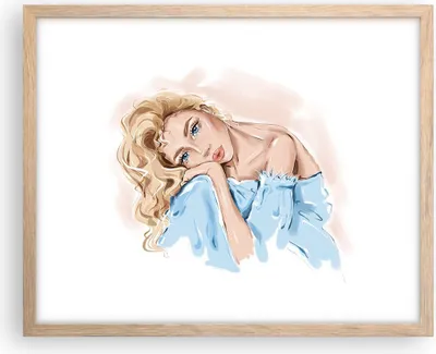 Produktbild von Gerahmtes Poster - Rahmen in heller Eiche - Nachdenklich Frau Blond - 50x40 cm - Wand Bild - Wanddeko - Wandbilder - Kunstposter - Wandposter - Bilderrahmen - Bilder - Kunstdruck - P2NAA50x40-5083