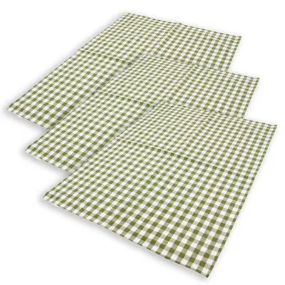 Obrázok produktu pre HOME ELEMENTS Sada 3 utierok 50 x 70 cm, Zelené káro
