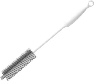 Productafbeelding van Flessenborstel Siliconen - Reinigingsborstel - Flessen Schoonmaken - Lange Handgreep - 326 cm - Grijs