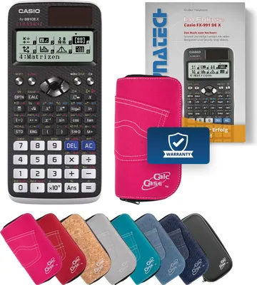 Produktbild von Casio FX-991 DE X Taschenrechner mit Schutztasche pink und Fachbuch