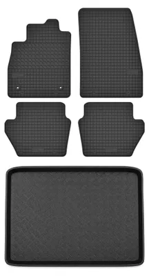Image de Tapis en caoutchouc + bac de coffre pour Ford Puma II 2019- (SUV, plancher haut, hybride) – 5 pièces, noirs, sur mesure