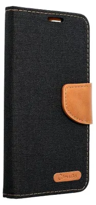 Produktbild von Elegante Hülle Fancy Canvas Book-Style Kartenfächer Wallet kompatibel mit Xiaomi 12 Lite Schwarz