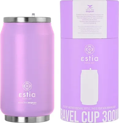 Obrázek produktu pro ESTIA | Termoska – hrnek na kávu 300 ml – fialová – z nerezové oceli – hrnek s víčkem – izolační hrnek