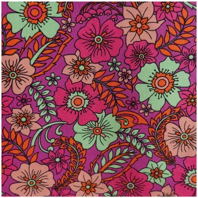 Baumwoll-Stoff Blumen ab 1m x 148 cm Popeline Fahnentuch Sommerstoff Oeko-Tex fuchsia