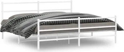 Produktbild von vidaXL Bettgestell mit Kopf- und Fußteil Metall Weiß 200x200 cm