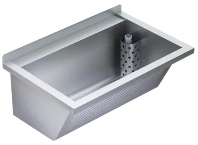 Image de KWC, bac de douche SIRIUS, en acier inoxydable V2A, dimensions 750x354x500 mm, fixation murale, bonde arrière à droite, 1 pièce.