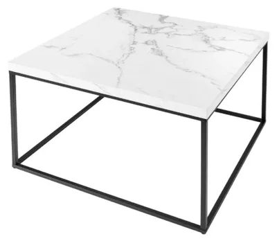 Image de Table basse ABITTA carrée 60 cm marbre blanc – Moderne avec plateau effet marbre et pieds métal
