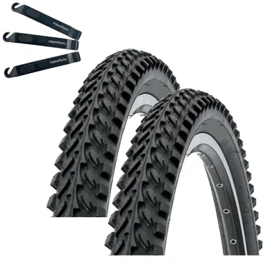 Image de 2 pneus de vélo de montagne Kenda K-898, taille 20 x 2,00 (50-406), couleur noire, avec démonte-pneus inclus