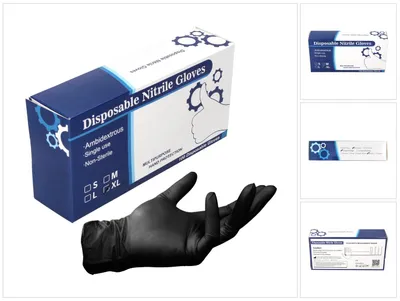 Immagine prodotto di Guanti monouso in nitrile - in dispenser / neri 100 pezzi Taglia XL / Extra Large / non sterili