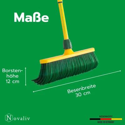 Obrázok produktu pre Novaliv sada metiel 30 cm z plastu s teleskopickou rúčkou so zahnutými štetinami záhradná metla na zametanie metla na zametanie lístia (1, 30 cm metla s rúčkou)