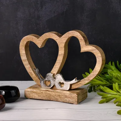 Produktbild von Dekofigur Herz Amour -2- aus Aluminium, handgefertigt, Herz-Motiv, Braun 22 cm