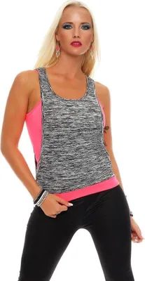 Produktbild von Damen Shirt T-Shirt 2 Farbig Sport & Freizeit kurz ; Neon Pink S/M 36/38