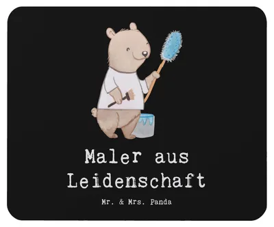 Produktbild von Mr. & Mrs. Panda Mousepad Maler Leidenschaft - Schwarz - Geschenk, mousematte, Mouse Pad, Spruch, Mauspad, computer, Witzig, Malerbetrieb, laptop, Malermeister, Lustig