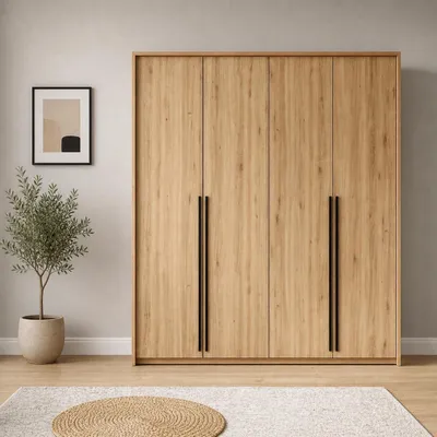 Produktbild von BEAUTYSOFA | Drehtürenschrank GIANA 210 cm Moderne Garderobenschrank mit 4 Türen, Eiche
