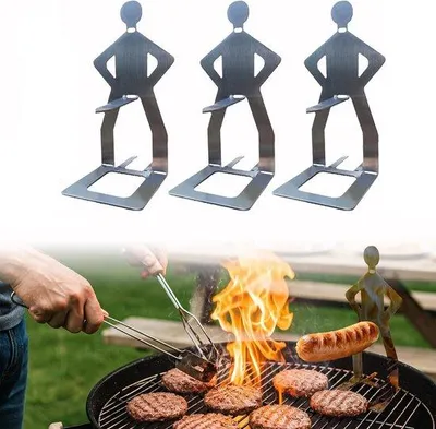 Immagine prodotto di Set di 3 forchette da barbecue in acciaio inossidabile - Forchette da barbecue da appoggio - Forchette da barbecue in acciaio inossidabile, forchette da barbecue divertenti per il campeggio, i picnic all'aperto, il giardino, la cucina, regali per gli amanti del barbecue