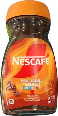 Produktbild von NESCAFÉ Karamell 95g Glas Instant Kaffeepulver hot cold Caramel Frappé Eiskaffee