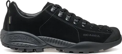 Schwarze Lifestyle-Schuhe für Damen; Modell "Mojito Rock GTX" von Scarpa; mit Schnürung und rutschfester Sohle.