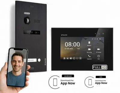 Produktbild von BALTER EVO HD Schwarz Video Türsprechanlage Set 1 Teilnehmer 7" WLAN Monitor Schwarz