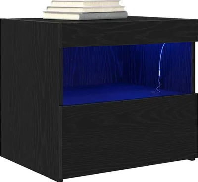 Image de vidaXL Table de nuit noir imitation chêne 50 x 40 x 45 cm Bois composite
