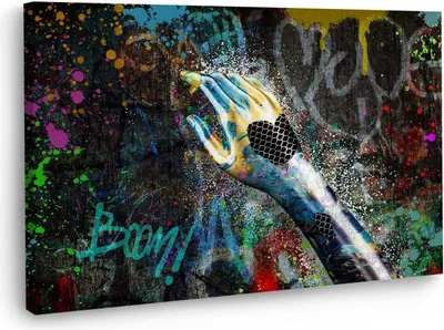 Produktbild von Metall Hand Wandbild Leinwandbild abstrakt Kunstdruck XL Wanddeko: 120x80x4cm