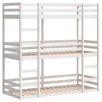 Immagine prodotto di Letto a Castello Triplo Bianco 90x200 cm Legno Massello di Pino