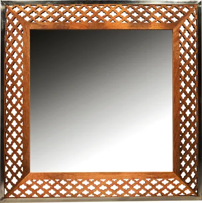 Produktbild von Orient Spiegel Wandspiegel Marokko 87cm groß | Großer Marokkanischer Flurspiegel mit Holzrahmen orientalisch handgeschnitzt | Orientalischer Vintage Badspiegel ohne Beleuchtung als Orientalische Deko