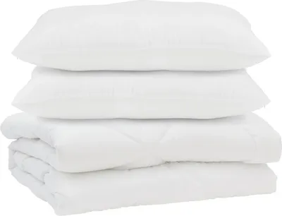 Imagen del producto de vidaXL: Juego de sábanas con fundas de almohada, 3 piezas, color blanco, microfibra