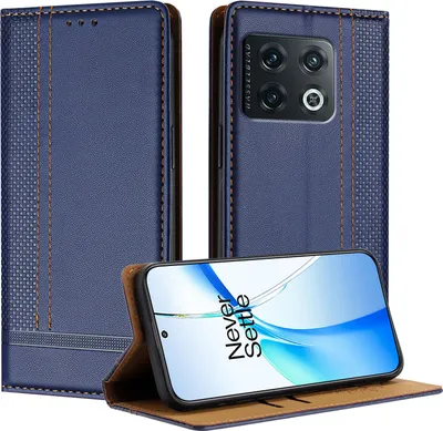 Produktbild von Handyhülle für OnePlus 10 Pro Leder Flip Klappbare Schutzhülle mit Standfunktion Blau
