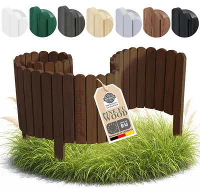 Immagine prodotto di Floranica Bordura aiuola Bordo prato Legno 20 x 100 cm Marrone noce Recinzione giardino Bordura arrotolabile Palizzata