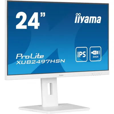 Produktbild von iiyama ProLite XUB2497HSN-W1 - LED-Monitor - 61 cm (24") (23.8" sichtbar) - 1920 x 1080 Full HD (1080p) @ 100 Hz - IPS - 250 cd/m² - 1300:1 - 1 ms - HDMI, DisplayPort, USB-C - Lautsprecher - Matte, weiß