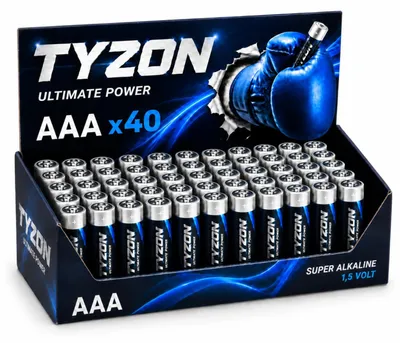 Zdjęcie produktu dla TYZON 54760.00, Jednorazowa bateria, AAA, Alkaliczny, 40 szt.