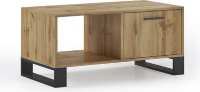 Produktbild von Couchtisch mit Türen, Wohnzimmer, Modell LOFT, Strukturfarbe und Türen in Eiche Rustikal, 92x50x45cm