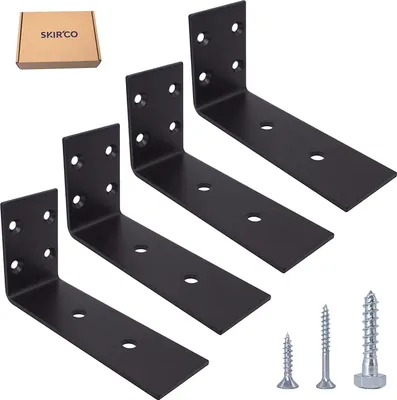 Produktbild von Schwarze Metallverbinder L-Form 4er Pack Stahl