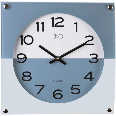 Produktbild von JVD N28114.6 Wanduhr Quarz analog blau grau hellblau viereckig mit Glas