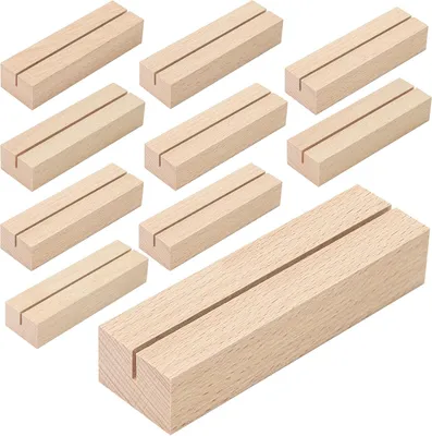Produktbild von Kartenhalter aus Holz - 10 Stück Tischkartenhalter - Kartenständer aus Holz - Ansichtskartenhalter - Holzständer - Speisekartenhalter - Kartenhalter