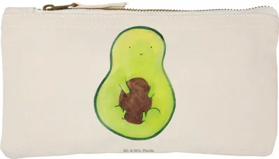 Produktbild von Mr. & Mrs. Panda Federmappe Avocado Kern Größe S Klein - Weiß - Geschenk, Lächeln, Pflanze, Federtasche, Kosmetiktasche, Spruch Leben, Schminktasche, Avokado, Etui, Pouch