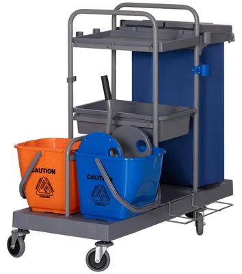 Zdjęcie produktu dla Wózek do sprzątania HOMCOM z 4 kółkami i 2 wiadrami