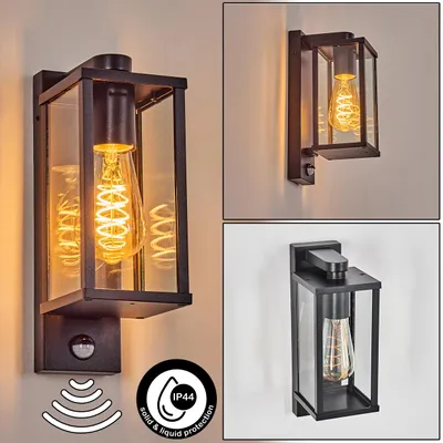 Produktbild von Melito Außenwandlampe mit Bewegungsmelder aus Metall/Glas in Schwarz/Klar