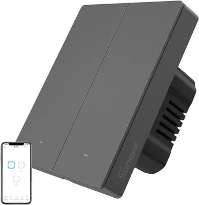 Obrázek produktu pro Chytrý nástěnný vypínač WiFi SONOFF M5-2C-80 (2-kanálový, do rámu, grafitový)