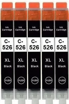 Produktbild von 5 x kompatible Druckerpatrone Canon CLI-526 Schwarz, Black, 4540B001 für Pixma IP4850, IP4950, IX6550, MG5140, MG5150, MG5240, MG5250, MG5340, MG5350, MG6150, MG6250, MG8150, MG8240, MG8250, MX715, MX885, MX895,MG6150, MG6250, MG8150, MG8240, MG8250