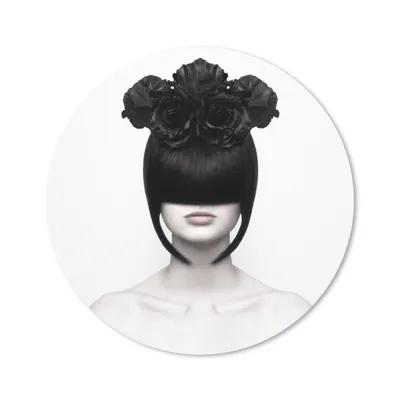 Produktbild von MuchoWow® Mauspad Mousepad Porträt - Frau - Rosen - Abstrakt - Schwarz-Weiß 40x40 cm - Mousepads - Maus Mat - Pad - Mausunterlage - Schreibtisch Accessoires