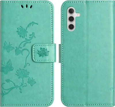 Produktbild von Samsung Galaxy A56 Hülle - Coverup Blumen & Schmetterlinge Klapphülle - Mintgrün