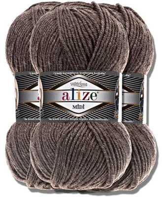 Obrázek produktu pro Alize Superlana Midi, příze, 3 x 100g, unifikovaná barva, vhodná pro háčkování a pletení (240)