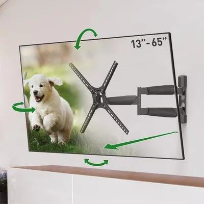 Immagine prodotto di Supporto da parete per TV da 53,5 cm, orientabile e inclinabile, da 13 a 65 pollici, fino a 36 kg, extra lungo