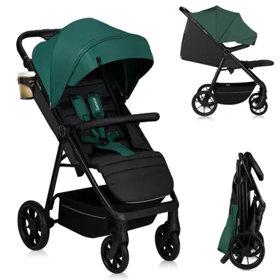 Produktbild von Lionelo Buggy MIRA bis zu 22 kg, Schwenkbare 360° Räder, UPF50+ Filter, Wasserdichtes XXL-Verdeck Smaragdgrün
