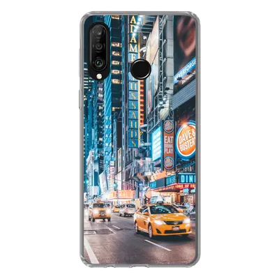 Produktbild von MuchoWow® Handyhülle Schutzhülle Hülle für Huawei P30 Lite New York bei Nacht Silikon Softcase Handy Hülle - Handyhülle