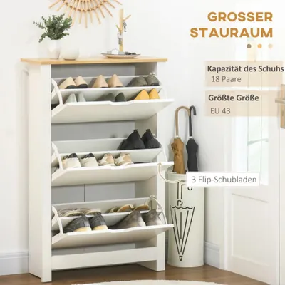 Produktbild von Schuhschrank, Schruhregal Schuhaufbewahrung, 3 Fächer,Wohnzimmer 72 cm x 26 cm x 112 cm